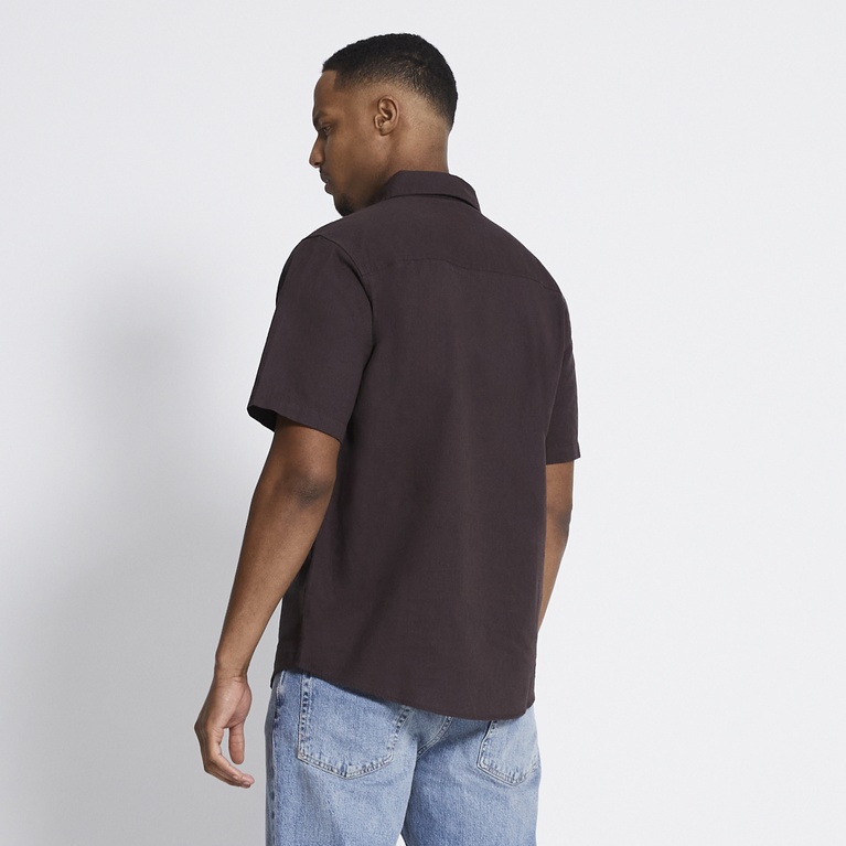Short sleeve linen blend shirt "Isak" Brown